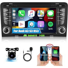 CAMECHO 1+32G Android 13 automašīnas radio priekš Audi A3 S3 RS3 8P 8V 2003-2012 ar bezvadu Carplay Android Car, 7 collu ekrāna navigācijas automašīnas radio skārienjutīgs displejs ar Bluetooth WiFi FM/RDS Hi-Fi atpakaļgaitā