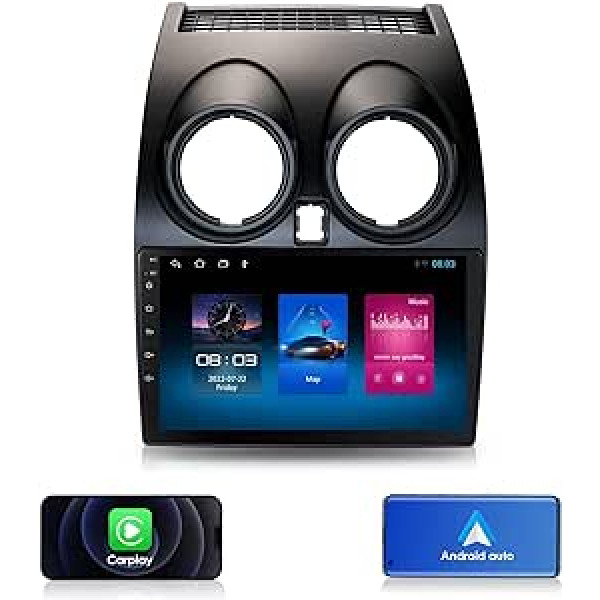 KooDux 9 collu GPS automašīnas radio saderīgs ar Qashqai J10 2006-2013, 2+ 32GB Android 12 stereo auduma ekrāna atbalsts Carplay WiFi Bluetooth USB daudzfunkciju