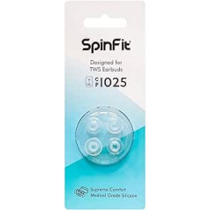 SpinFit CP1025 bezvadu austiņas tālruņiem MTW 3, Galaxy Buds 2, Soundcore Space A40 un vairāk, ML/M, patentēti medicīniskās kvalitātes silikona ausu aizbāžņi (sprauslas diametram 4–5,5 mm)