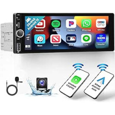 Hikity 2G 64G Android 13 bezvadu Carplay automašīnas radio navigācija 1Din ar 6,86 collu ekrānu automašīnas radio ar Android automašīnu Bluetooth brīvroku WiFi RDS FM USB spoguļa saite SWC MIC atpakaļgaitas kamera