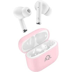 AQL Road | Bluetooth-Kopfhörer | Kabelloser Bluetooth 5.0-In-Ear-Kopfhörer ar 4-fachem Ladekoffer – 3-Stunden-Akku, 1,5-Stunden-Ladezeit – Soft Touch – Rosa