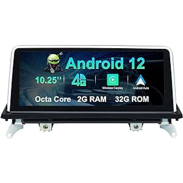 Android 12 automašīnas radio, kas paredzēts BMW X5 X6 E70 E71 (2007-2010) CCC sistēmai [2G RAM + 32G ROM] Bezvadu Carplay/Android Car/GPS navigācija/Bluetooth/SWC/4G/WIFI/Atpakaļgaitas kamera/Idrive sistēma