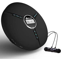 KLIM Discman Tragbarer CD Player mit eingebautem Akku - inklusive KLIM Fusion Kopfhörer - Kompatibel mit CD-R, CD-RW und MP3 - Schwarz (Generalüberholt)