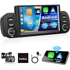 Podofo 2+64G automašīnas radio priekš Fiat Panda 2013-2020 ar bezvadu Apple Carplay Android automašīnas Bluetooth ekrānu, Android 13 multivides atskaņotāju ar GPS/WiFi/RDS/FM/SWC/USB+AHD/CVBS atpakaļgaitas kameru +