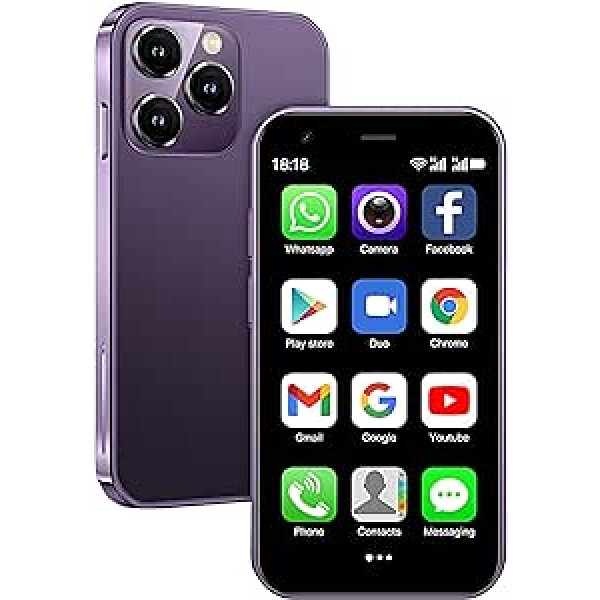 Hipipooo Mini Tālrunis Atbloķēts 3G Dual SIM viedtālrunis 3 collu 1000mAh Android 8.1 rezerves viedtālrunis 2GB+16GB (XS15-Purple)