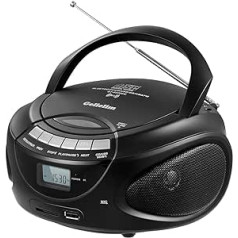 Gelielim CD grotuvas Boombox, nešiojamas CD grotuvas su Bluetooth, AM FM radijas, kompaktinių diskų grotuvas namams su USB, SD, MMC diskas, LCD ekranas, ausinių lizdas, maitinamas kintamosios srovės / nuolatinės srovės maitinimu, dovanos tėvams