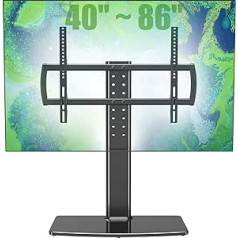 Televizora statīvs Universāla augstuma regulējams statīvs TV statīvs 40-86 collu LCD LED plakanā ekrāna televizora statīvs Stikla stiprinājums VESA 600 x 400 mm galda statīvs melns