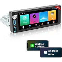 6,9 collu viena DIN Android automašīnas radio ar Android Car Wireless CarPlay, 1 DIN 2+32G GPS navigācijas IPS skārienekrāna CarPlay ar Bluetooth, WiFi un 4G HiFi FM/radio