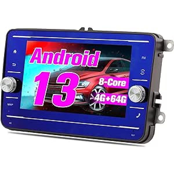 DDKUS 4G + 64G auto radio stereo priekš VW Volkswagen Golf Polo Caddy Amarok Passat Seat Skoda Touran Tiguan, 7 collu auto GPS navigācijas radio stereo Android 13 astoņkodolu atbalsts CarPlay Android Car