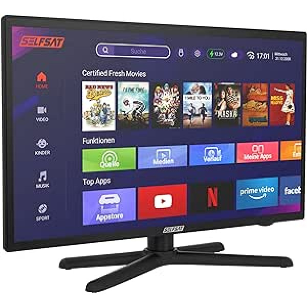 SELFSAT Smart LED TV 1222 (55 cm / 22 collas) iesk. DVB-S2/C/T2 HD uztvērējs ar WLAN un Bluetooth