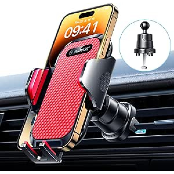 VANMASS Mobile Phone Holder Car Upgrade Patent Mobile Phone Holder Car Ventilation Silicone Protection 100% Stable Mobile Phone Car Holder with Hook 360° Rotating Car Smartphone Holder Car for iPhone