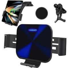 15 W Qi bezvadu lādētājs automašīna, kas ir saderīga ar Samsung Galaxy Z Fold 4/3/2 Ultra 13 Pro Max 12 Pro 4,3 collu / 6,9 collu tālruni, mobilā tālruņa turētāju automašīna ar uzlādes funkciju horizontāli vai vertikāli