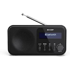 SHARP DR-P420 portatīvais digitālais radio (DAB/DAB+/FM ar RDS, USB, Bluetooth 5.0, 3,5 mm ligzdas trauksmes funkcijas), melns