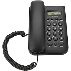 Corded Telephone Classic Corded Phone with Automatic DTMF/FSK Dual System Identification Redial Number Display and Real-time Date and Week Display (Black)