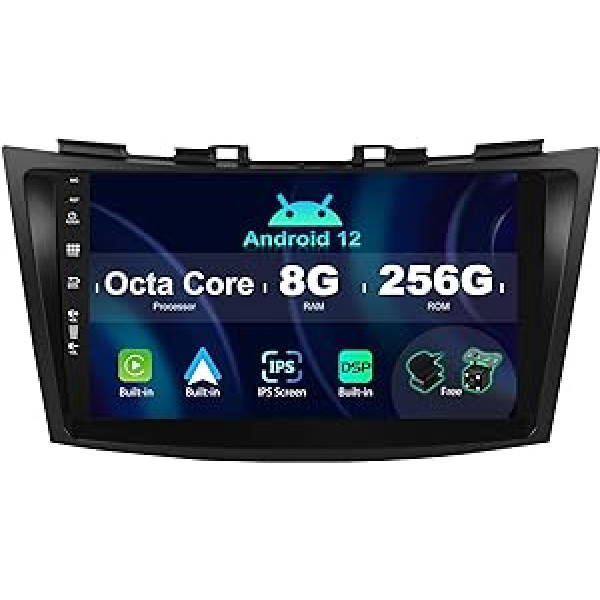 SXAUTO ¦8G+256G ¦ Android 12 IPS automašīnas radio priekš Suzuki Swift/Ertiga (2011-2017) — iebūvēts Carplay/Android Car/DSP — LED kamera + MIC — DAB stūres vadība Fast Boot 360-CAM WiFi —2 DIN 9 collas