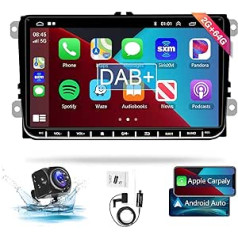 Android automašīnas radio DAB+ priekš VW Golf Tiguan Polo Skoda Passat ar Apple Carplay un Android Car, automašīnas stereo ar Navi Bluetooth WiFi FM/RDS radio 2 DIN AHD atpakaļgaitas kameru