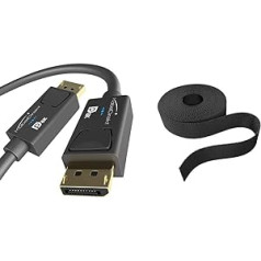 KabelDirekt — 8K DisplayPort kabeļa versija 1,4–3 m + KabelDirekt — Velcro kabeļu saites, piemēram,