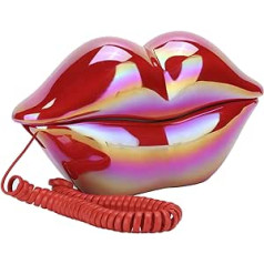 Antīks tālruņa mājas dekors, senlaicīgs fiksētais tālrunis Klasisks Eiropas retro tālrunis, galvanizācijas mode Funny lūpu tālrunis WX-3016 numuru atmiņa (sarkana)