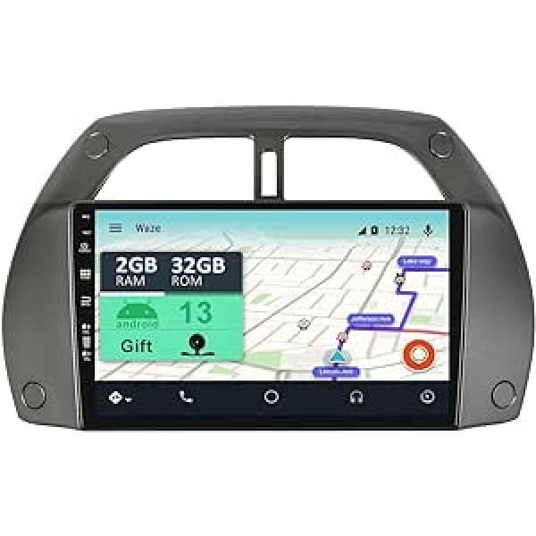 YUNTX [2GB+32GB] Android 12 automašīnas radio ar navigācijas sistēmu priekš Toyota RAV4 (2001-2006) 9 collu skārienekrāna bezmaksas kamera DAB/GPS/Stūres vadība/MirrorLink/Bluetooth 5.0/WiFi/USB/4G/CarPlay