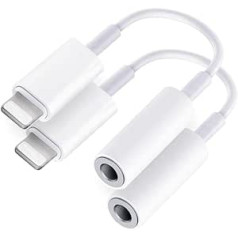 Ausinių adapteris [sertifikuotas „Apple MFi“] Pakuotėje yra 2 „Lightning to Jack“ 3.5 Adapter Aux iki 3,5 mm ausinių lizdas, suderinamas su iPhone 14/13/12/11/XR/X/XS/8/7, palaiko visas iOS