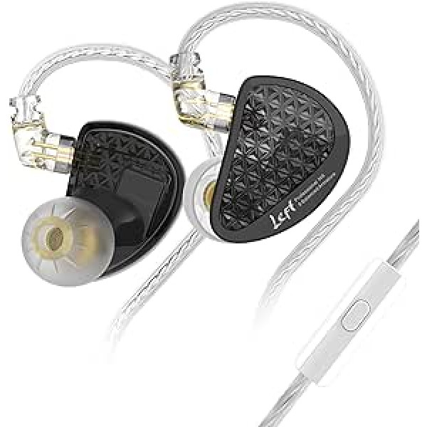 Yinyoo KZ AS16 PRO ausīs ievietojamas austiņas, 8 līdzsvaroti armatūras draiveri Stage Studio HiFi IEM auss monitorā, trokšņu izolācijas vadu in-ear austiņas spēļu austiņas (ar mikrofonu, AS16PRO melna)