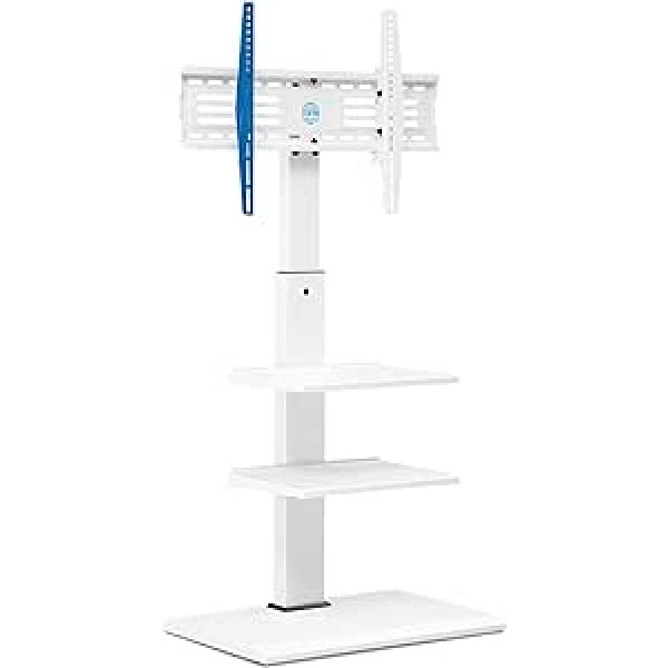 FITUEYES TV Stand White Series S 32-65 Inch up to 40 kg TV Mount with 3 Shelves TV Stand in White Height Adjustable Swivelling Tilting VESA 400 x 600