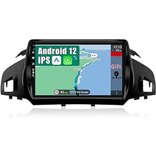 YUNTX Android 12 automašīnas radio, kas paredzēts Ford Kuga Escape C-max (2013-2017) - [Integrēts CarPlay/Android Car/GPS]-9 collu IPS 2.5D skārienekrāns, bezmaksas kamera DAB/Stūres vadība/MirrorLink/Bluetooth