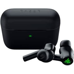 Razer Hammerhead True Wireless (2. paaudze) — bezvadu austiņas (in-ear austiņas, hroma RGB apgaismojums, aktīvā trokšņu slāpēšanas ANC, īpaši zems latentums, uzlādes futrālis) melns