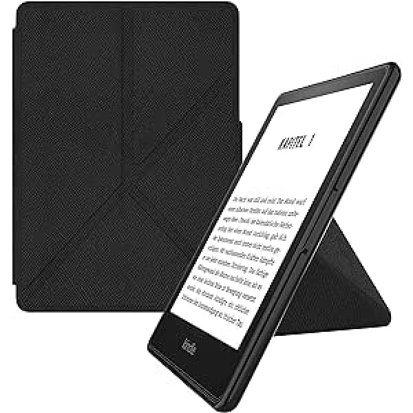 MyGadget Origami futrālis Amazon Kindle Paperwhite 11. paaudzei (no 2021. gada — 6,8 collas) - Mākslīgā āda - Automātiskā miega/pamošanās funkcija - Pārvelkams futrālis melnā krāsā