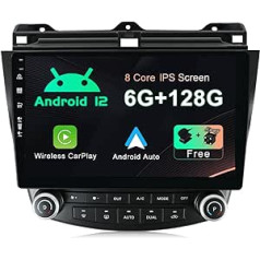 SXAUTO - 6G + 128G - Android 12 IPS automašīnas radio priekš Honda Accord 7th (2002-2007) - Iebūvēts Carplay/Android Car/DSP - LED kamera + MIC -DAB Stūres vadība Fast Boot 360-CAM WiFi - 2 DIN 10.1