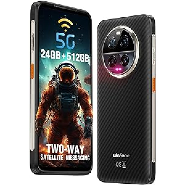 Ulefone Armor 23 Ultra Outdoor mobilais tālrunis 5G ar satelīta sakaru, 512GB + 24GB Dimensity 8020 64MP Night Vision + 50MP x 3 Quad kamera 120W/5280mAh 6,78