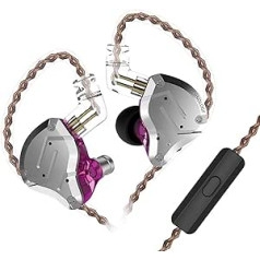 KZ ZS10 Pro in-ear monitora austiņas, 4 līdzsvaroti armatūras draiveri un 1 dinamiskā draivera (4BA un 1DD) hibrīdas KZ austiņas (purpursarkanā krāsā ar mikrofonu)