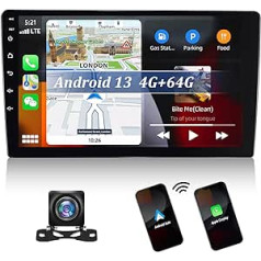 Automašīnas radio Android 13 2 DIN 8 kodolu ar Carplay Android Car, 10,1 collas HD skārienekrānu ar viedo balss palīgu, Bluetooth, Wi-Fi, GPS, FM/RDS 36EQ DSP tīkla radio, vairāku lietotāja interfeisu un atpakaļgaitas režīmu