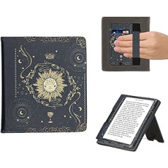 kwmobile Flip Cover saderīgs ar Onyx Boox Leaf 2 — futrālis ar rokas siksniņu Tarot kartes tumši zils, dzeltens, melns