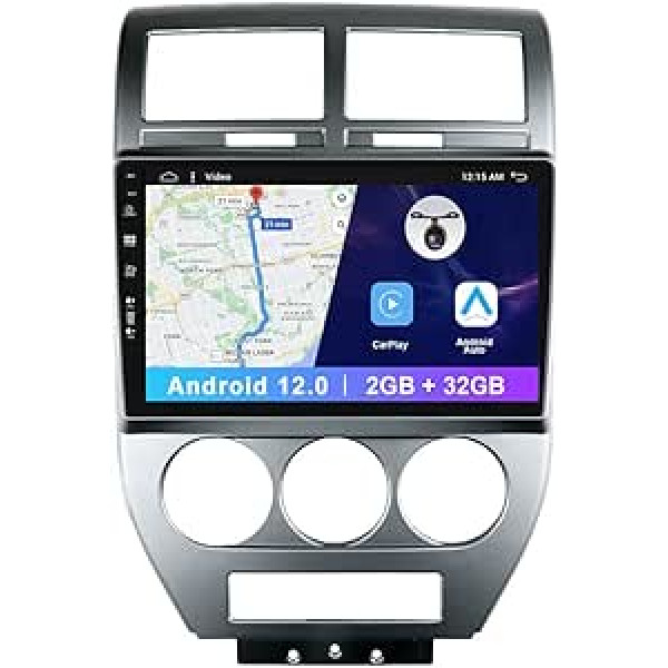 10 collu automašīnas radio Android 12 Double DIN Carplay Android automašīna Jeep Compass 2007-2010 atpakaļskata kamera atbalsta Bluetooth WiFi USB GPS stūres vadība DAB TPMS