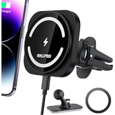 OHLPRO automobilinis mobiliojo telefono laikiklis su įkrovimo funkcija, skirtas Magsafe automobilio laikikliui ir iPhone 15/15 Pro/15 Pro Max ir 14/13/12 serijai, 360° pasukamas itin stiprus magnetas, tinkantis daugumai transporto priemonių