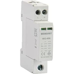 Wengart Mini Surge Protection Device WG-40N, 2P 18 mm Width, TÜV Certification, Low Voltage Protection, Lightning Surge Protection (1+NPE)