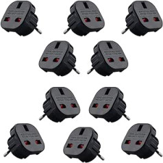 Affaires-Plus 10 x Black Type G to Type C Travel Adaptor UK Plug to France French Company