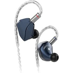 LINSOUL Hidizs MP145 ieliekamais auss monitors, 14,5 mm plakanā magnētiskā draivera HiFi austiņas IEM, vadu spēļu austiņas ar noņemamu 2-pin OFC kabeli audiofiliem mūziķiem (zils, 3,5 mm)