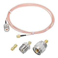 sourcing map RG316 Koaxialkabel, SMA-Stecker auf UHF-Buchse mit Adapter, verlustarmes RF-Koaxialkabel, 1,8 m, Orange, 1 Stück