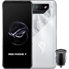 Asus ROG Phone 7 5G viedtālrunis (12 + 256 GB, 6,78 collu FullHD+ 165 Hz AMOLED displejs, Snapdragon™ 8 Gen2, trīskārša kamera 50 MP, 6000 mAh akumulators), Storm White