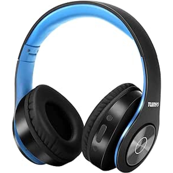 Tuinyo Bluetooth austiņas Over Ear Hi-Fi stereoaustiņas Bezvadu austiņas ar dziļu basu, mīkstas atmiņas proteīna austiņas, iebūvēts mikrofona kabelis PC/mobilais/TV