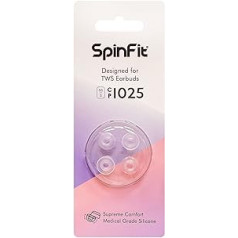 SpinFit CP1025 ausu aizbāžņi True Wireless tālruņiem MTW 3, Jabra Elite 7, Galaxy Buds 2 un citiem — S/SS — patentēti medicīniski silikona ausu aizbāžņi (sprauslas diametram 4–5,5 mm)