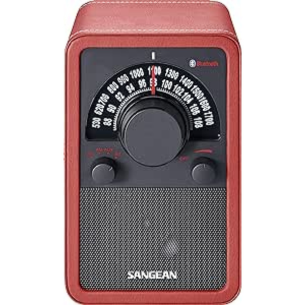 Sangean WR-15BT retro Bluetooth radio ar AM un FM — Rot/Schwarz