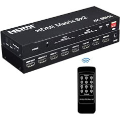 2.0 HDMI Matrix 6x2 Switch Splitter 6 Inputs to 2 Outputs HDR 4K @ 60Hz RGB/YUV 4:4:4 SPDIF Optical + 3.5 mm Jack Audio Output with Remote Control