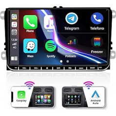 Hikity 9 collu HD skārienekrāna Android automašīnas radio ar satelīta navigācijas ierīci VW Golf 5 Golf 6 Passat Polo Tiguan Caddy, bezvadu CarPlay Android automašīna, dubultā DIN automašīnas radio ar WiFi FM RDS USB SWC Canbus atpakaļgaitas 