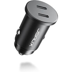 Cigarešu šķiltavas USB C 40 W, JSAUX PD 3.0 Automašīnas lādētājs USB C, Metāla automašīnas lādētājs USB C Adapteris Automašīnas ātrā uzlāde Savietojams ar iPhone 14 12 11 Pro Max, iPad, Samsung