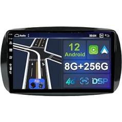 8G + 256G Android 12 automašīnas radio stereo ierīcei Mercedes Benz Smart 453 Fortwo 2014-2020 ar GPS navigāciju Bluetooth MirrorLink RDS FM WiFi atpakaļgaitas kamera Carplay DSP AUX 2 DIN