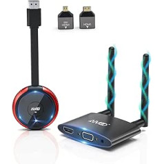 Wireless HDMI 4K/5G, HDMI Wireless Transmitter and Receiver, Wireless HDMI Extender Radio Transmission for VGA & HDMI Dual Screen Cast from Laptop/PC/Camera to HDTV/Projector/Monitor, Supports YouTube