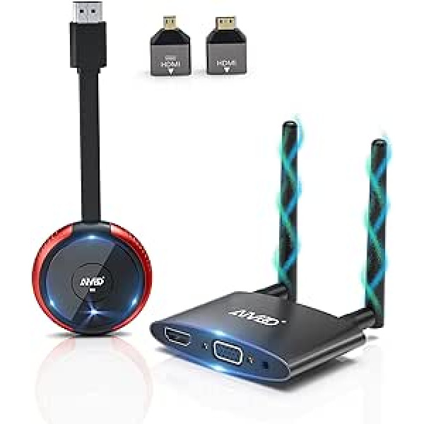 Bezvadu HDMI 4K/5G, HDMI bezvadu raidītājs un uztvērējs, bezvadu HDMI paplašinātāja radio pārraide VGA un HDMI divu ekrānu apraidei no klēpjdatora/datora/kameras uz HDTV/projektoru/monitoru, atbalsta YouTube